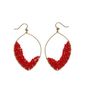 red beaded hoop earrings handmade