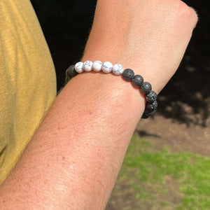 men's lava beads and Howlite bracelet