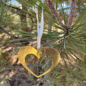 Handmade hammered heart ornament