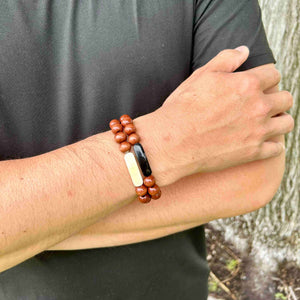 mens unisex wooden bracelet with Ankole light and dark