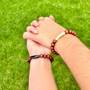 mens unisex wooden bracelet with Ankole light and dark