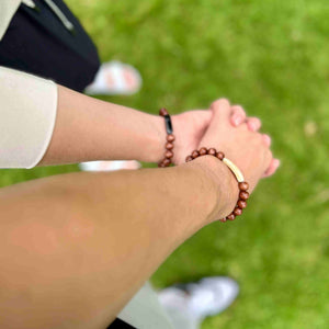 mens unisex wooden bracelet with Ankole light and dark