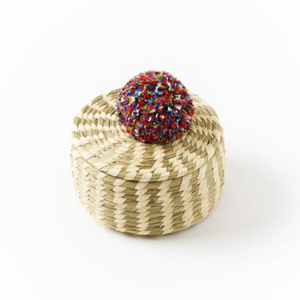 Pom Pom Small Handwoven Basket