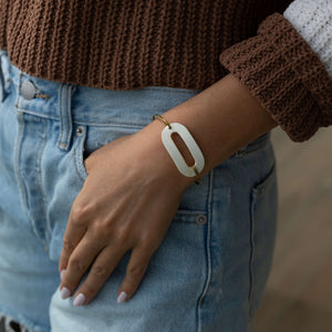 white brass and Ankole cuff 