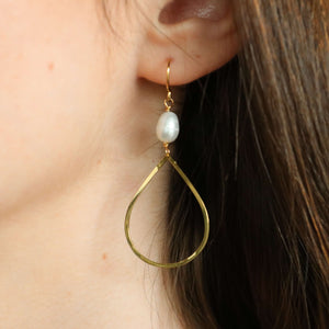 pearl drop earrings with 14k or sterling silver handmade by survivors of human trafficking