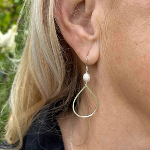 pearl drop earrings with 14k or sterling silver handmade by survivors of human trafficking