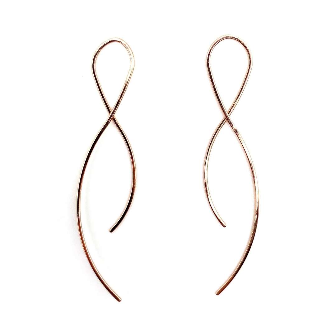 Rose Gold Earrings Rose Gold Spiral Earrings Spiral Threader 